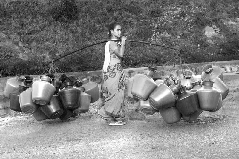 Plastic pots being taken for sale in Kolar district, Karnataka